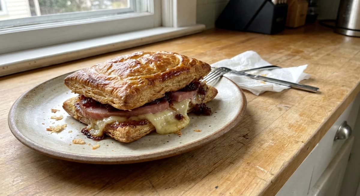 Upside down Puff Pastry French Sandwich