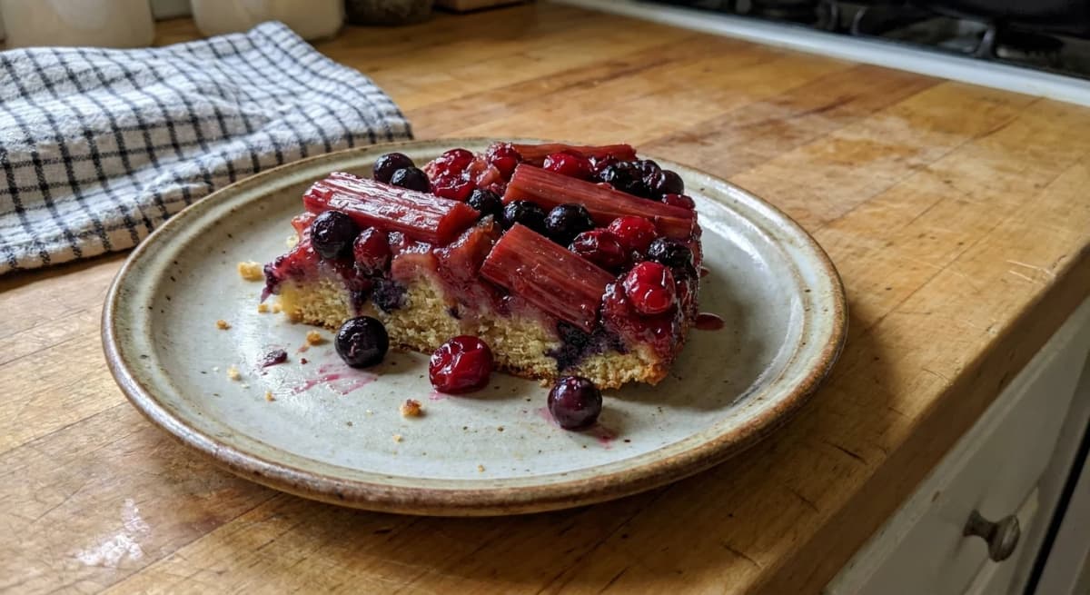 Rhubarb Berry Upside-Down Cake