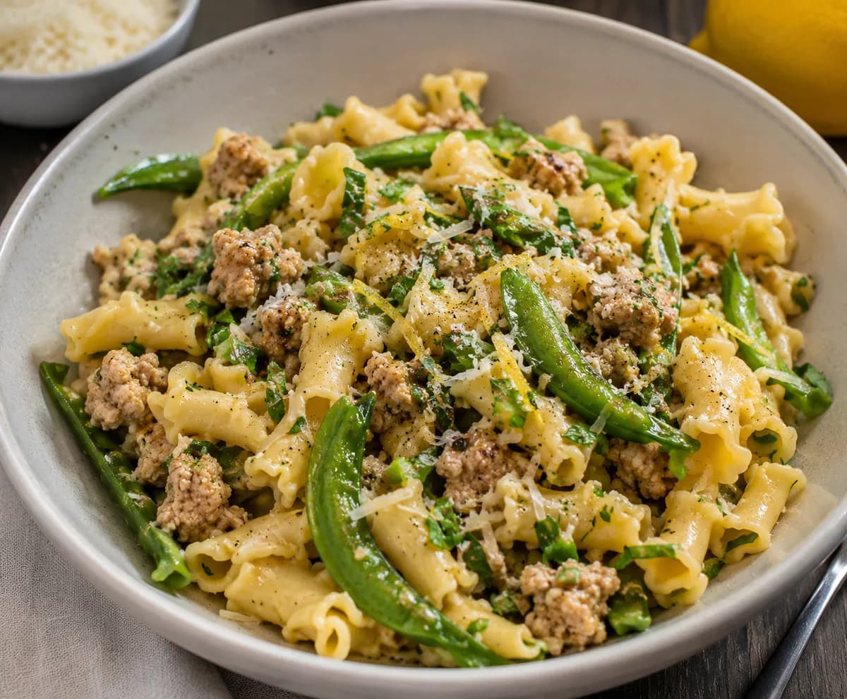 Ground Turkey and Snap Pea Pasta - Photo 1