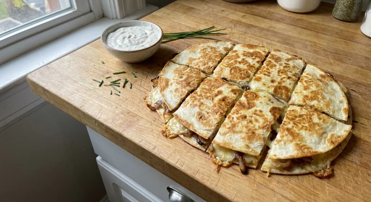 French Onion Dip Sheet-Pan Quesadilla