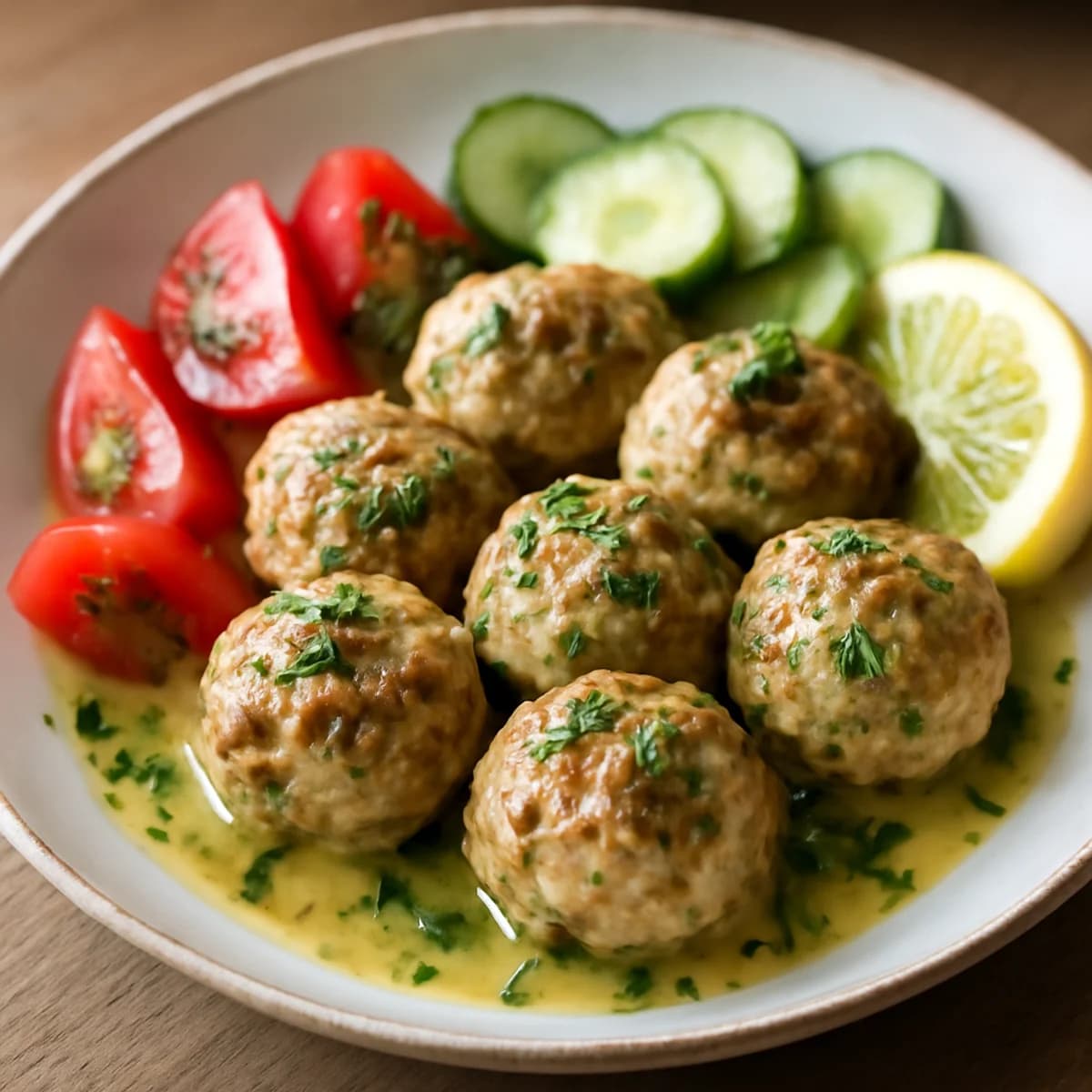 Mediterranean Turkey Meatballs with Lemon Herb Sauce