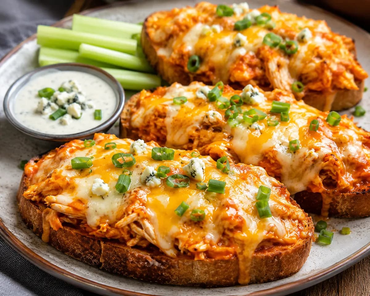 Cheesy Buffalo Chicken Toasts - Photo 1