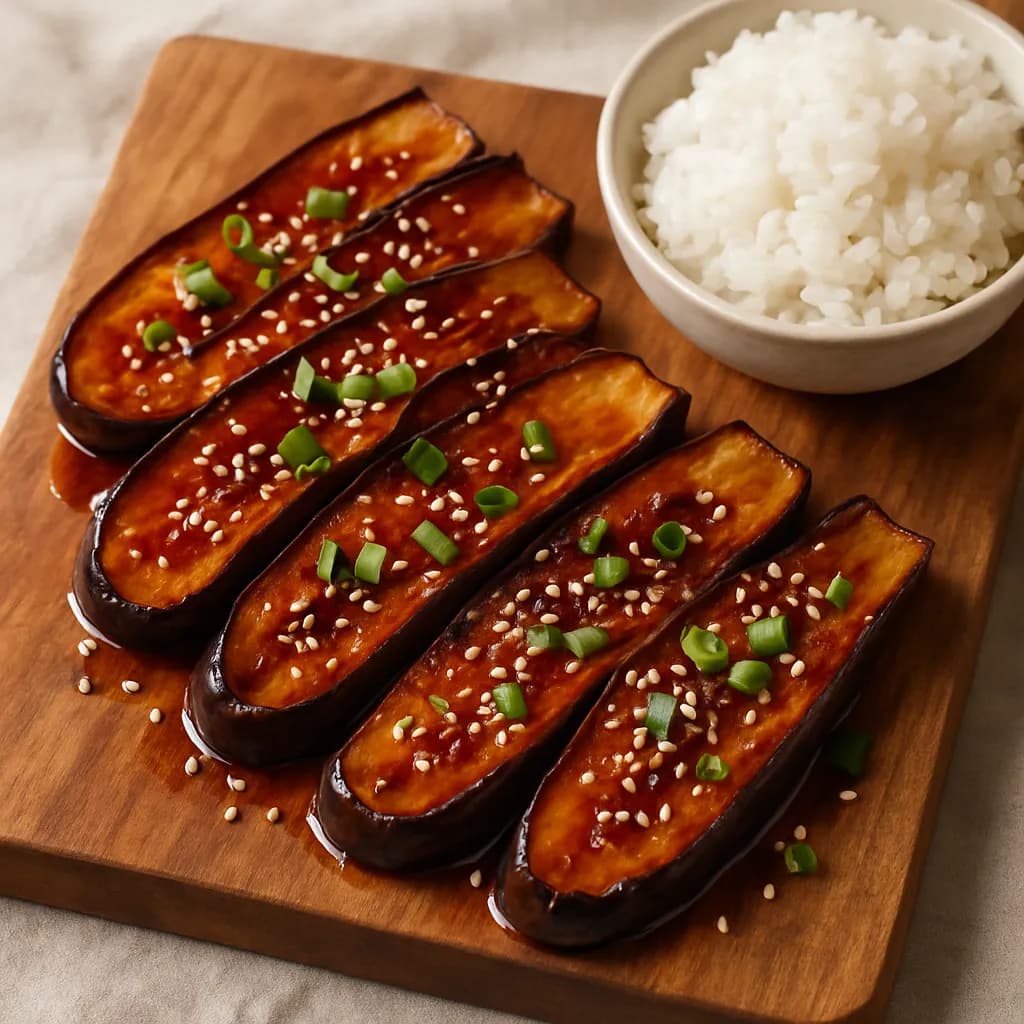 Miso Glazed Eggplant with Rice