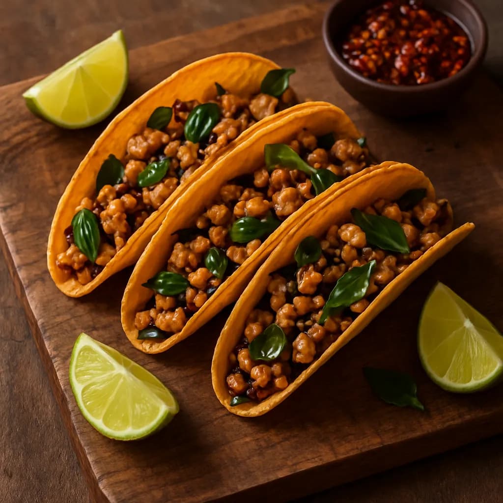 Crispy Thai Basil Chicken Tacos - Photo 1