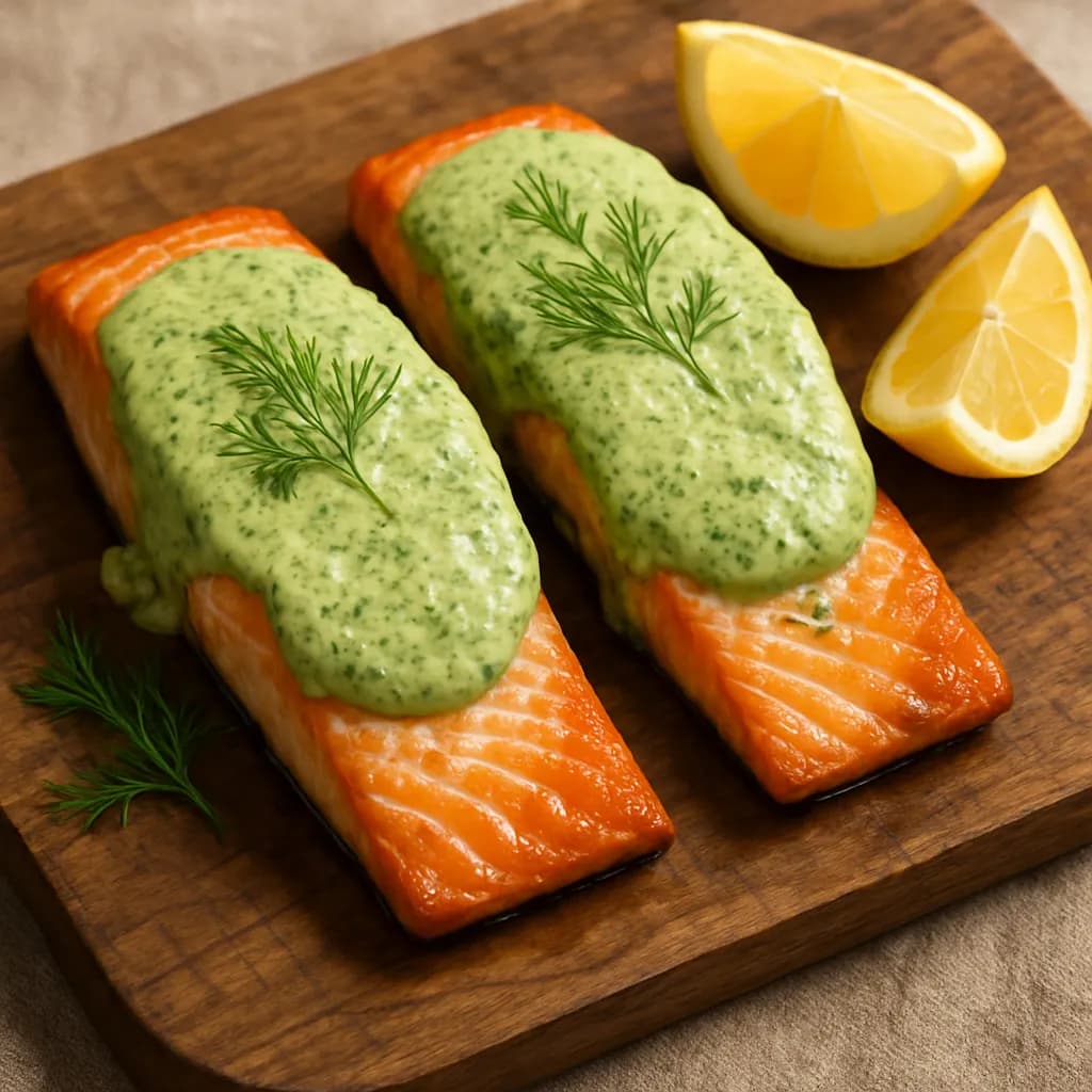 Baked Salmon with Dill Sauce