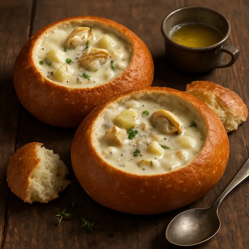 Clam Chowder in Bread Bowls