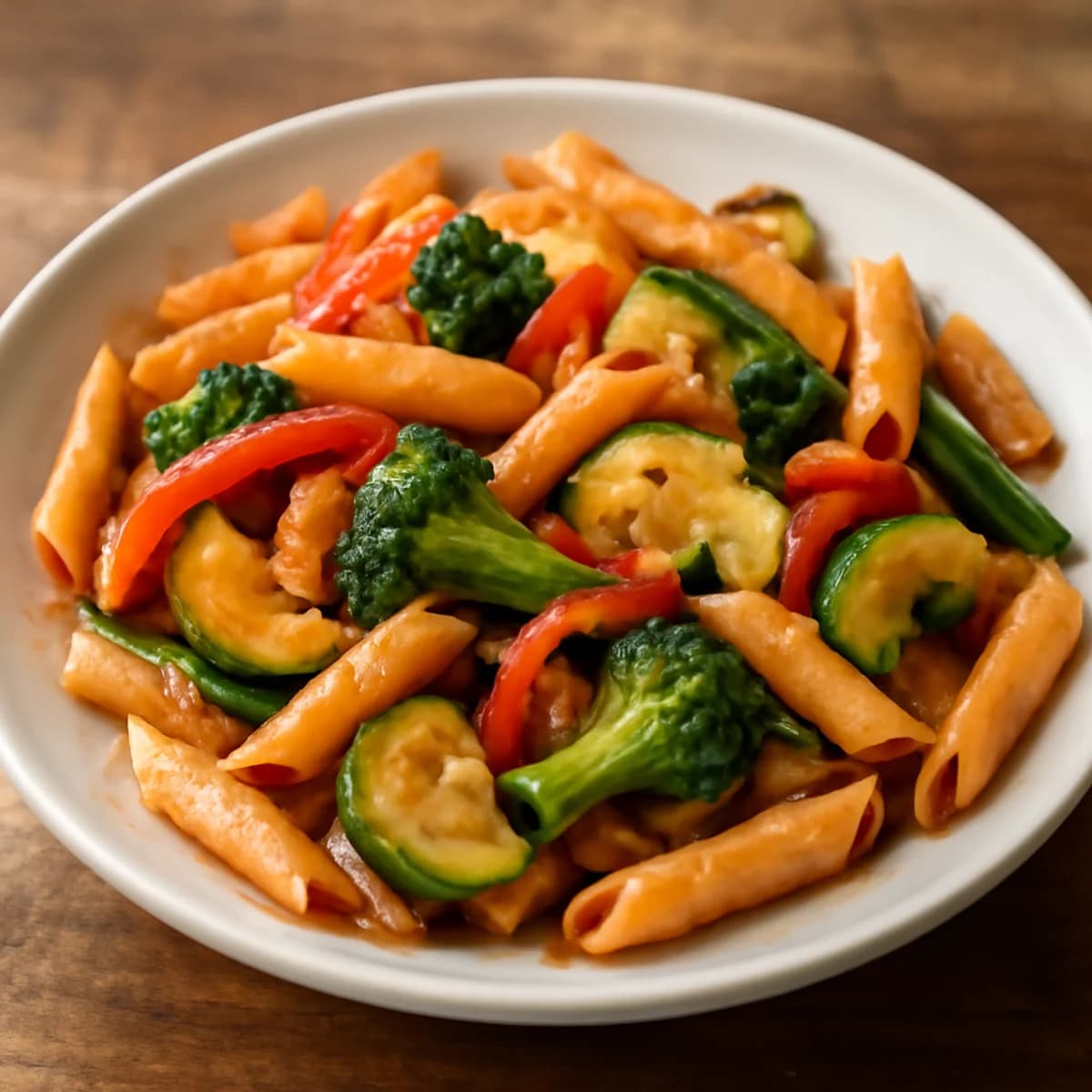 Quick Penne with Vegetables and Light Red Sauce - Photo 1
